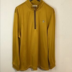 Original Penguin Men Gold Zip Up Sweater with Standing Collar Size XXL